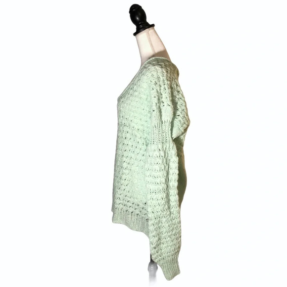 FREE PEOPLE Wool Blend Mint Green Crashing Waves Loose Knit Sweater - Picture 3 of 10